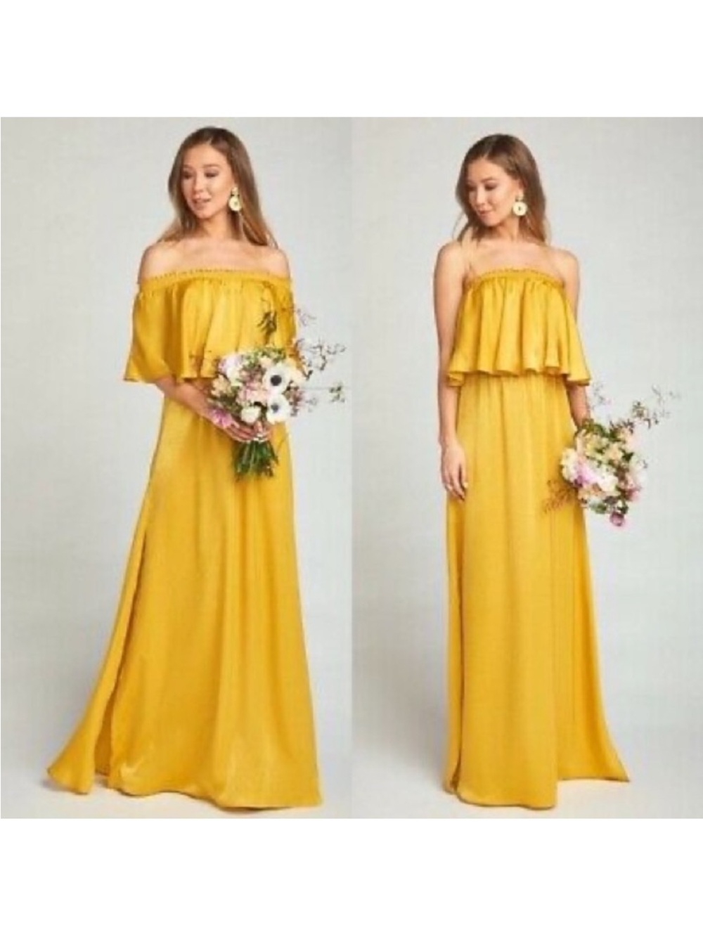 Show Me Your Mumu Hacienda Maxi Silky Yellow Gold Off the Should Dress - Size X